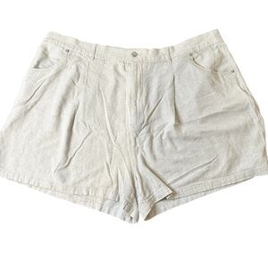 ASOS Curve Linen blend Cream High-Waisted Pleated Shorts size 20